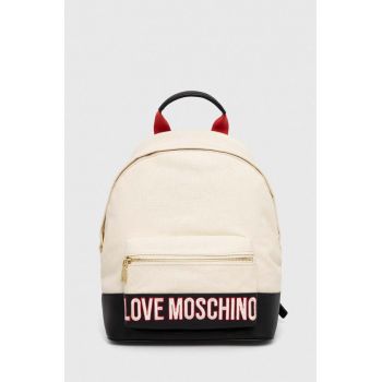 Love Moschino rucsac femei, culoarea bej, mare, cu imprimeu