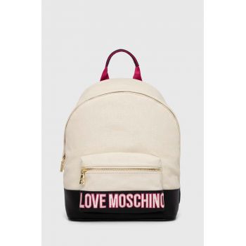 Love Moschino rucsac femei, culoarea bej, mare, cu imprimeu ieftin