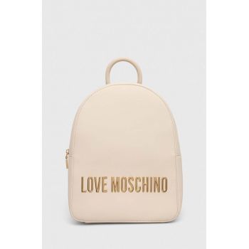 Love Moschino rucsac femei, culoarea bej, mic, cu imprimeu