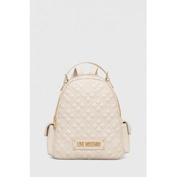 Love Moschino rucsac femei, culoarea bej, mic, cu imprimeu