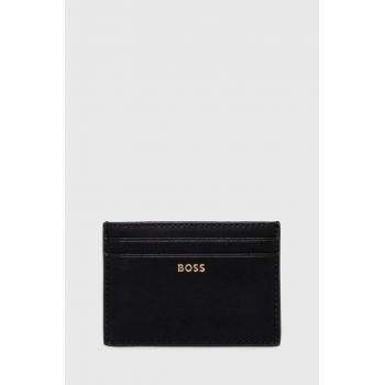 BOSS carcasa din piele culoarea negru