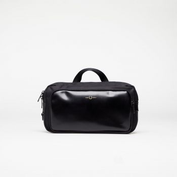 FRED PERRY Nylon Twill Leather Xbody Bag Black/ Gold la reducere