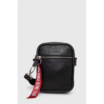 Alpha Industries borseta de piele culoarea negru