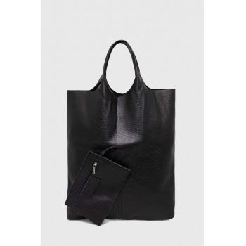 Answear Lab poseta de piele culoarea negru