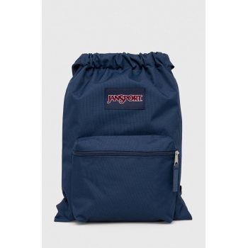 Jansport sac culoarea albastru marin, cu imprimeu de firma original