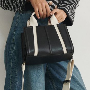 Reserved - Geantă crossbody cu inserții - Negru