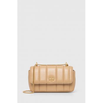 Tory Burch poseta de piele culoarea bej