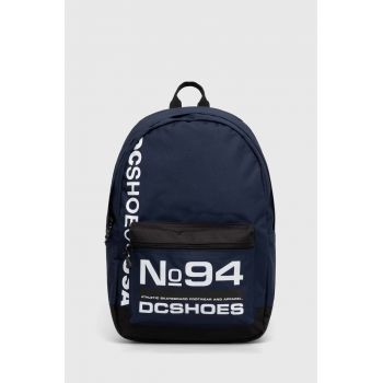 DC rucsac barbati, culoarea albastru marin, mare, cu imprimeu de firma original