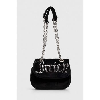 Juicy Couture geantă de mână din catifea culoarea negru