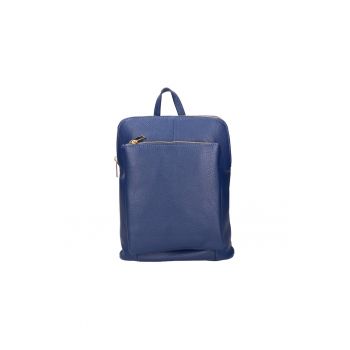 Rucsac de piele cu buzunar cu fermoar - Albastru