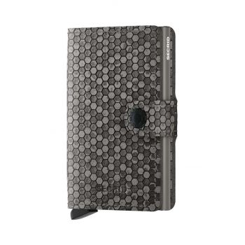 Secrid portofel de piele Miniwallet Hexagon Grey culoarea gri