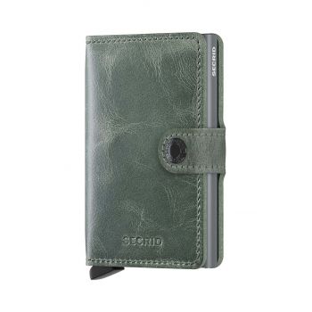 Secrid portofel de piele Miniwallet Vintage Sage culoarea verde