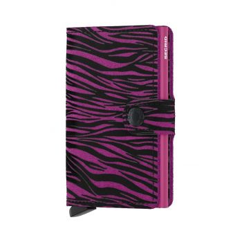 Secrid portofel de piele Miniwallet Zebra Fuchsia culoarea roz