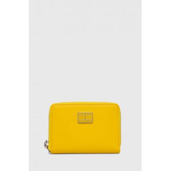Tommy Jeans portofel femei, culoarea galben AW0AW15940