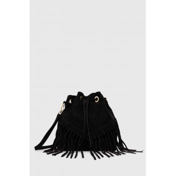 Answear Lab geanta de mana din piele intoarsa culoarea negru de firma originala