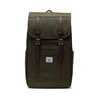 Herschel rucsac Retreat Backpack culoarea verde, mare, neted ieftin
