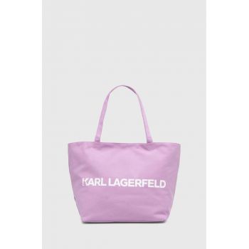 Karl Lagerfeld geanta de bumbac culoarea violet ieftina