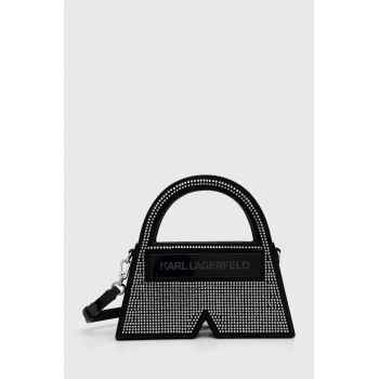 Karl Lagerfeld geanta de mana din piele intoarsa culoarea negru de firma originala