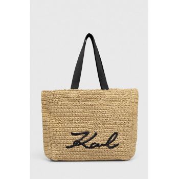 Karl Lagerfeld geanta de plaja culoarea bej ieftina