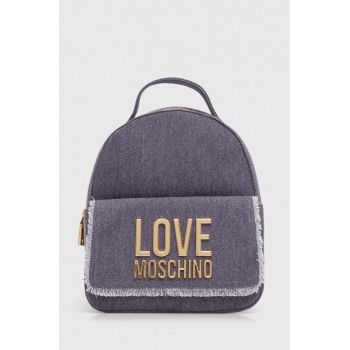 Love Moschino rucsac din bumbac culoarea violet, mic, cu imprimeu de firma original