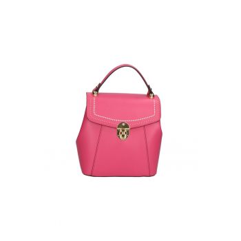 Rucsac de piele cu detalii brodate - Fucsia