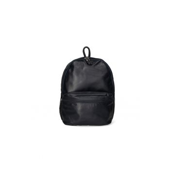 Rucsac unisex din piele cu buzunar exterior - Albastru inchis