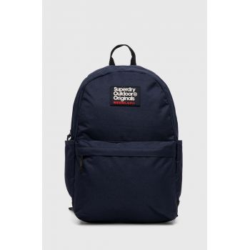 Superdry rucsac femei, culoarea albastru marin, mare, neted