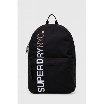 Superdry rucsac femei, culoarea negru, mare, cu imprimeu