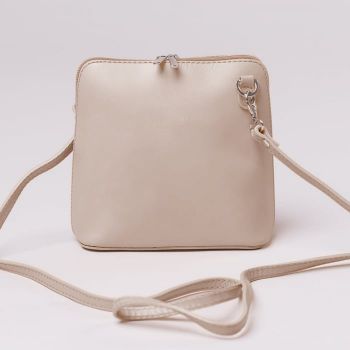 Geanta crossbody, bej, din piele naturala