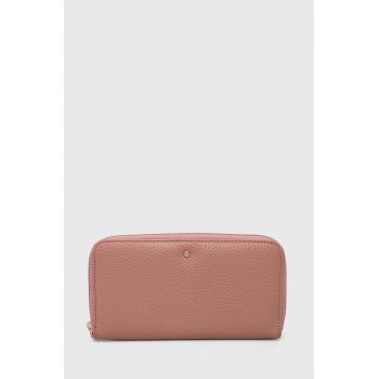 Geox portofel de piele D35K3H-00046 D.WALLET femei, culoarea roz