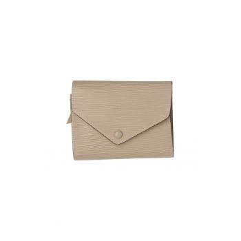 Portofel de piele cu aspect texturat 25571 - Maro taupe