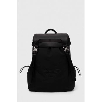 Emporio Armani rucsac barbati, culoarea negru, mare, cu imprimeu