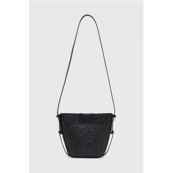AllSaints poseta EBRO STRAW CROSSBODY culoarea negru, WB580Y