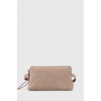 AllSaints rinichi de piele intoarsa culoarea bej