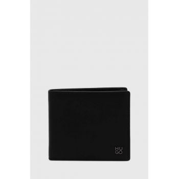 HUGO portofel de piele bărbați, culoarea negru 50511315