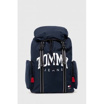 Tommy Jeans rucsac bărbați, culoarea bleumarin, mare, cu imprimeu AM0AM12130