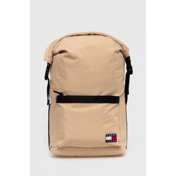 Tommy Jeans rucsac bărbați, culoarea bej, mare, cu imprimeu AM0AM11965