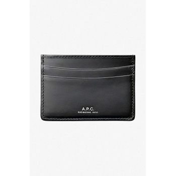 A.P.C. carcasă din piele Cartes Andre culoarea negru PXAWV.H63028-BLACK