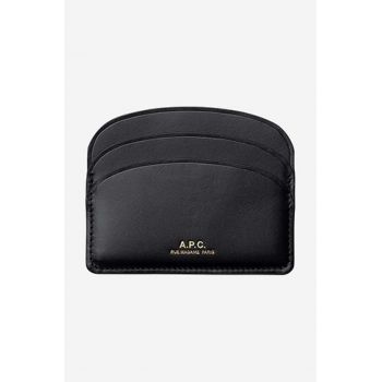 A.P.C. carcasă din piele culoarea negru PXAWV.F63270-BLACK