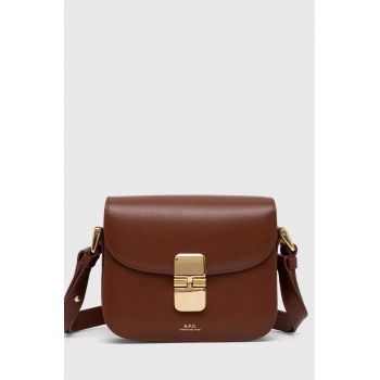 A.P.C. poșetă de piele A.P.C. Sac Grace Mini culoarea maro PXBMW-F61515