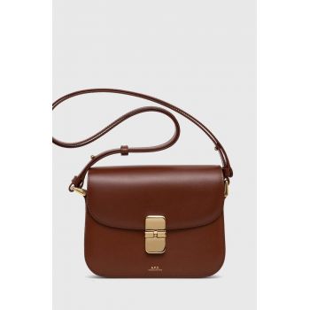 A.P.C. poșetă de piele Sac Grace Small culoarea maro