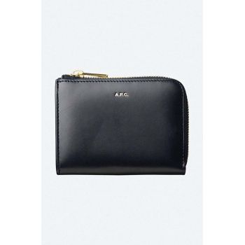 A.P.C. portofel de piele culoarea bleumarin PXAWV.F63166-DARKNAVY