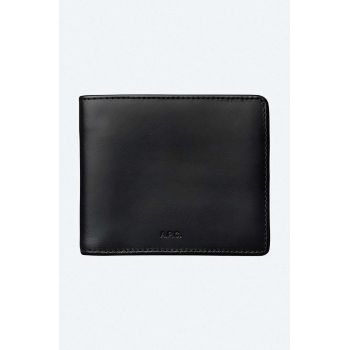 A.P.C. portofel de piele culoarea negru PXAWV.H63153-BLACK