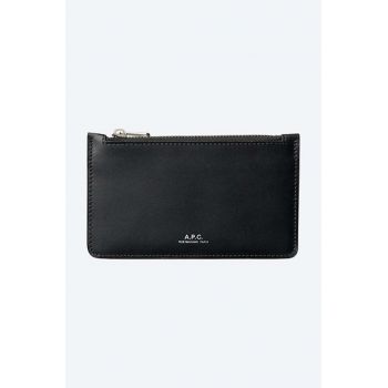 A.P.C. portofel de piele culoarea negru PXAWV.H63205-BLACK