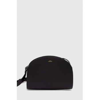 A.P.C. poseta de piele sac demi-lune culoarea negru, PXAWV-F61048