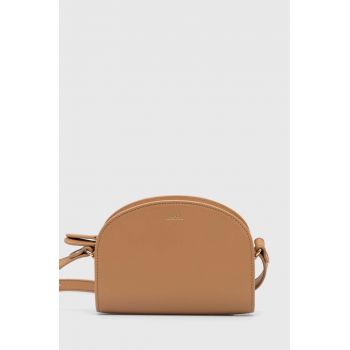 A.P.C. poseta de piele sac demi-lune mini culoarea bej, PXAWV-F61392