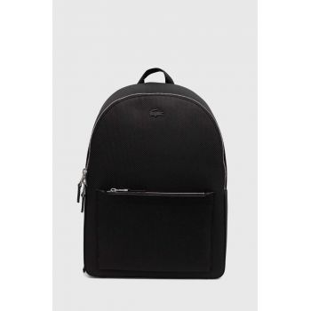 Lacoste ghiozdan de piele culoarea negru, mare, neted