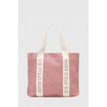 U.S. Polo Assn. geanta de plaja culoarea roz ieftina