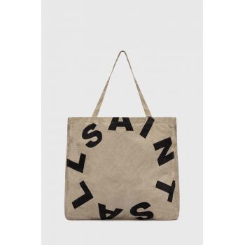 AllSaints geanta de bumbac LARGE TIERRA TOTEBAG culoarea bej, MB705Z de firma originala