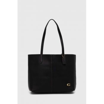 Coach poseta de piele culoarea negru de firma originala